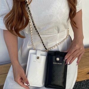 Luxury Chanel Coco Crush White Smartphone Crossbody Bag and Card Case New in Box